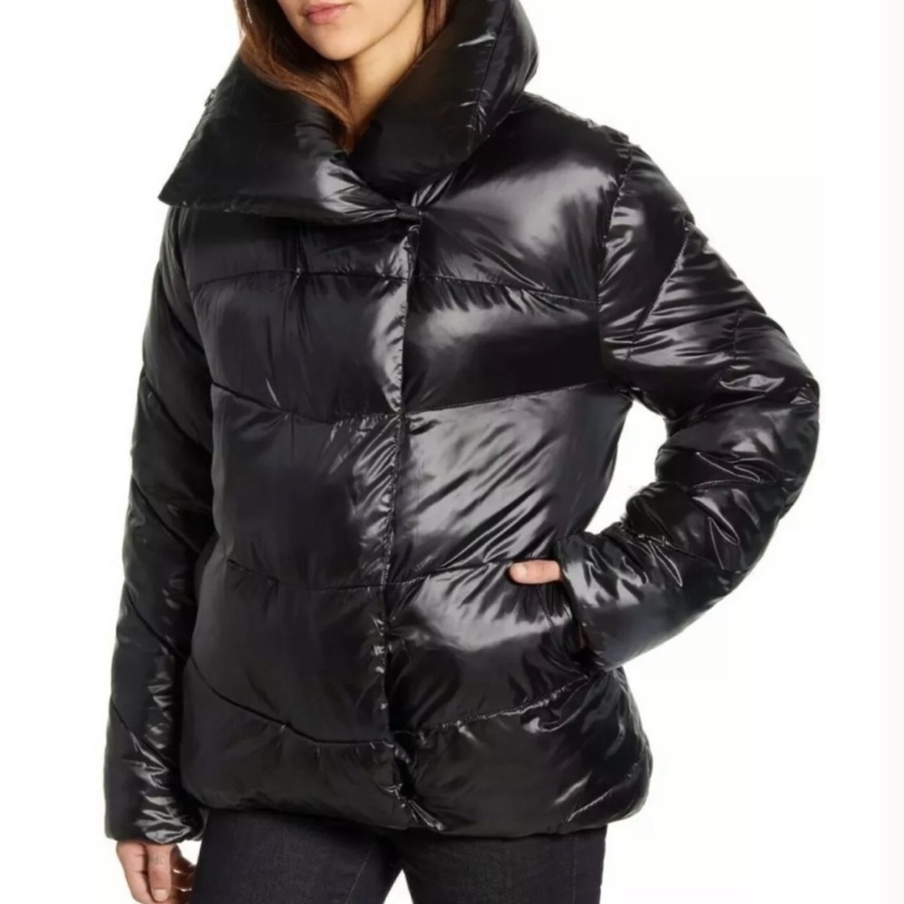 Rachel Parcell Puffer Jacket w/ Hood in Black Sz M